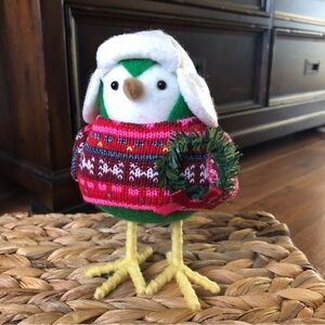 Red & green Christmas felt bird (large)